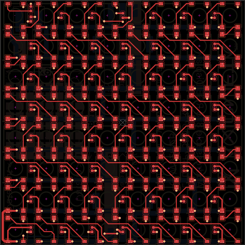 Square 8x8 Addressable LED Display — PCB FRONT